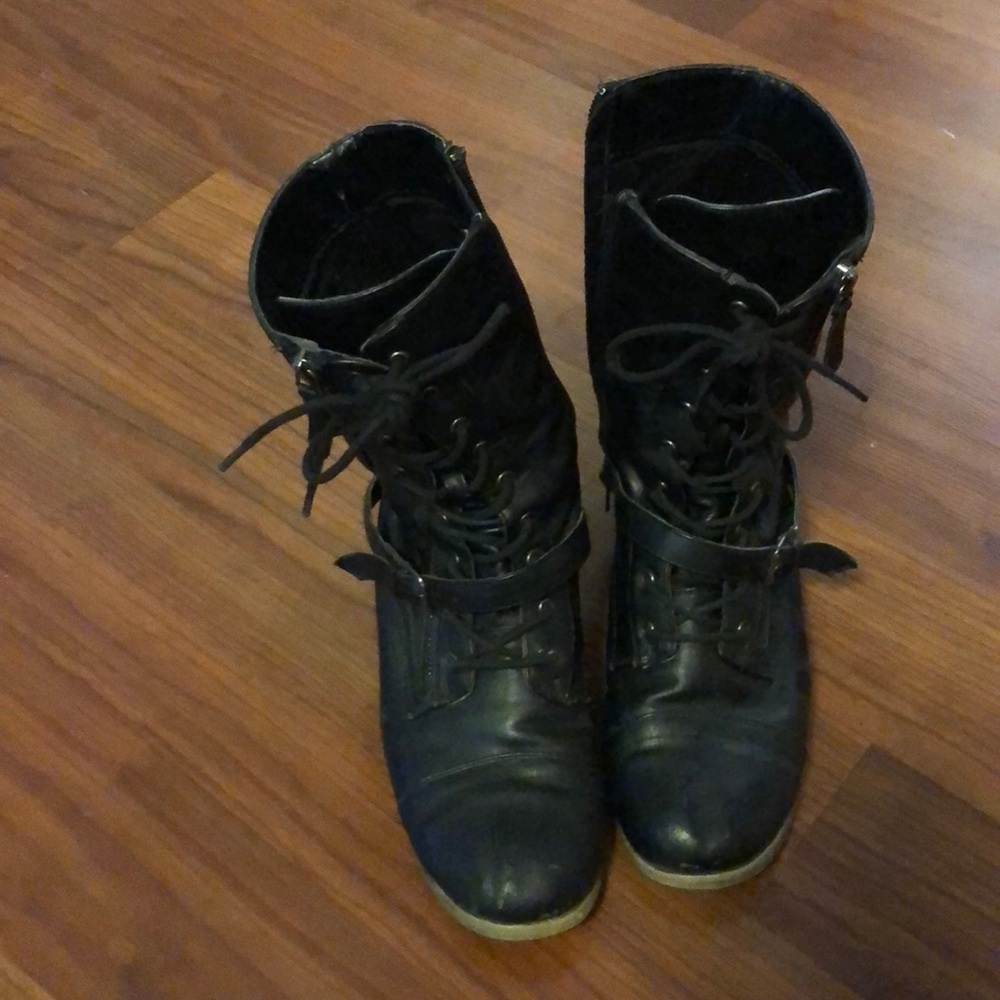 Black combat boots